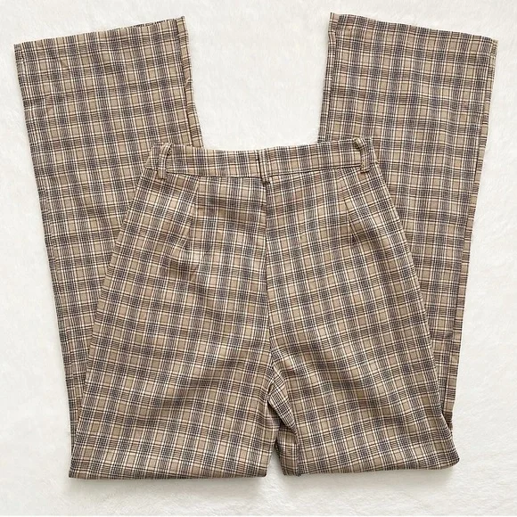 3/30$🤍 SHEIN | Tan plaid wide leg high waisted pants - Picture 3 of 7